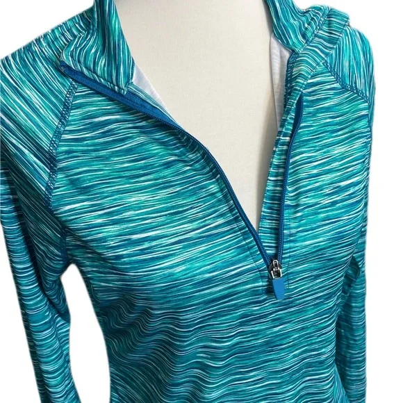 EXERTEK ATHLETIC HALF ZIP STRIPED/HEATHERED PULLOVER WITH THUMB HOLE - Picture 7 of 7